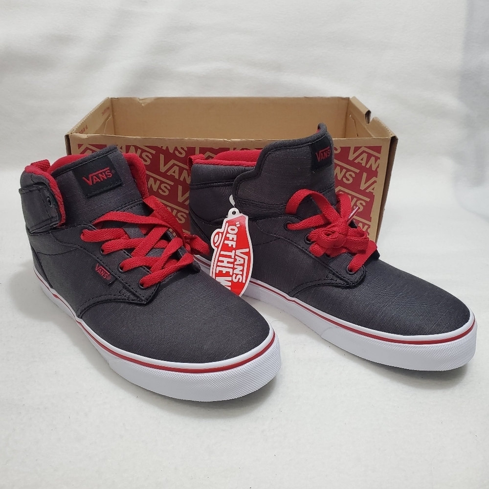 NWT Vans Atwood HI Gray/Red Sneakers